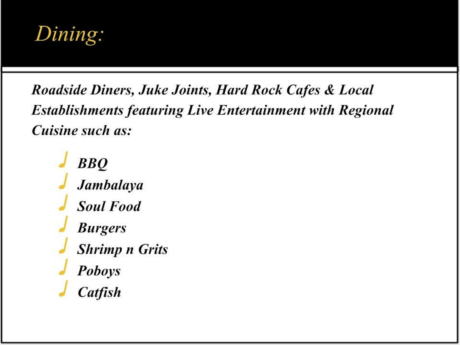 Rockin’ Time Tours dining information