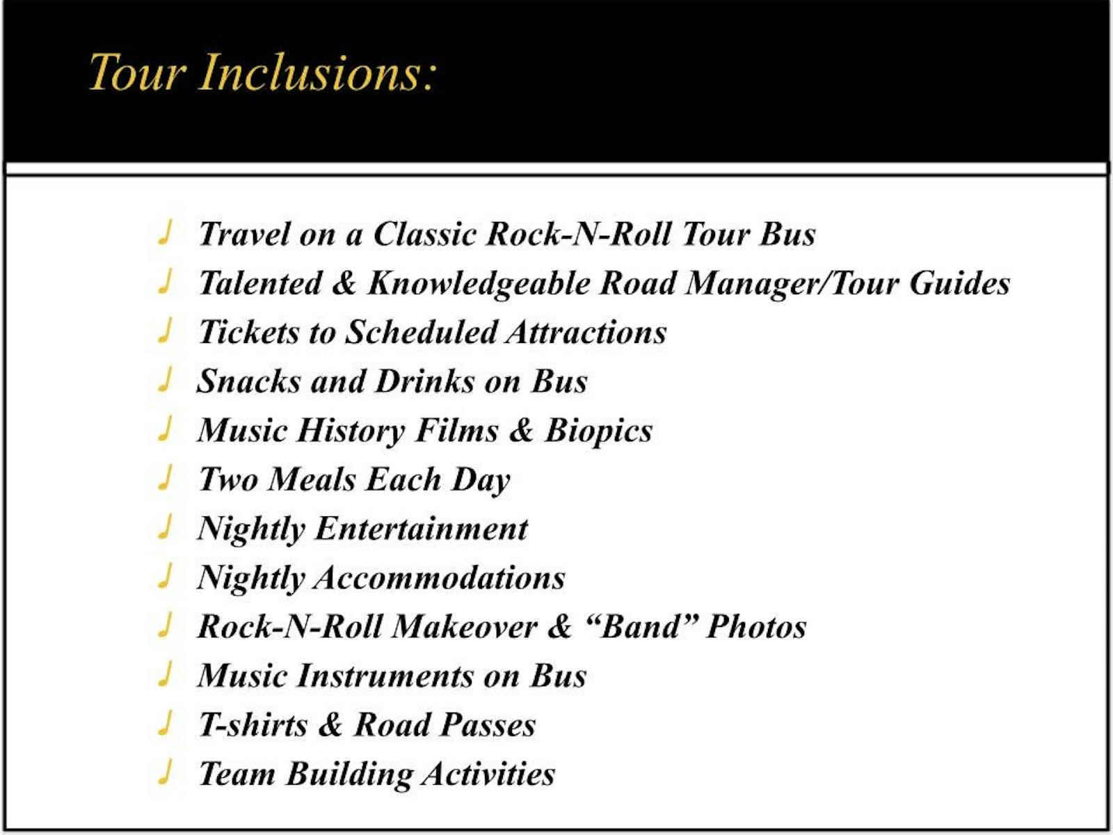 Rockin’ Time Tours tour inclusions