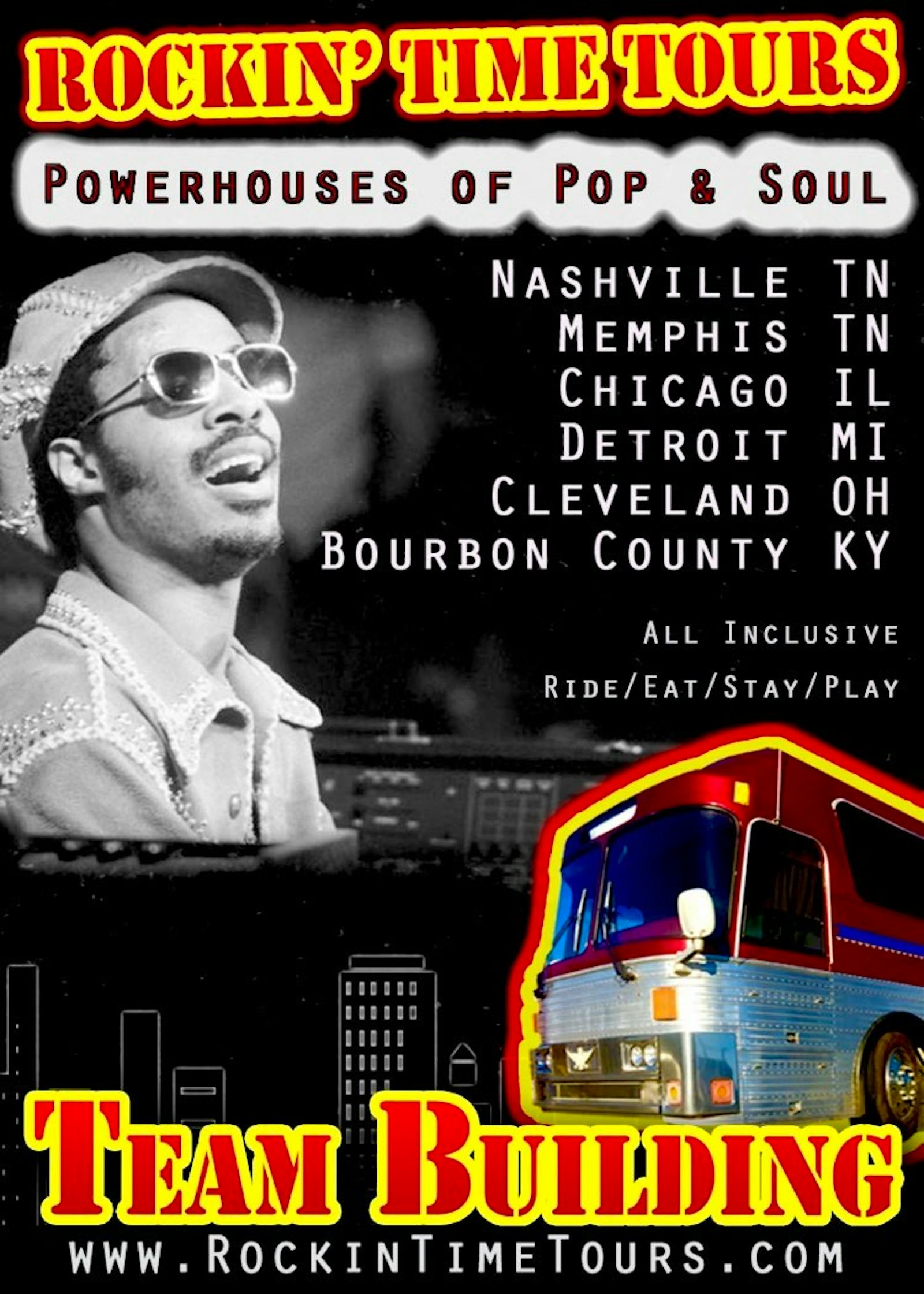 Powerhouses of Pop and Soul six-day team-building tour artwork
