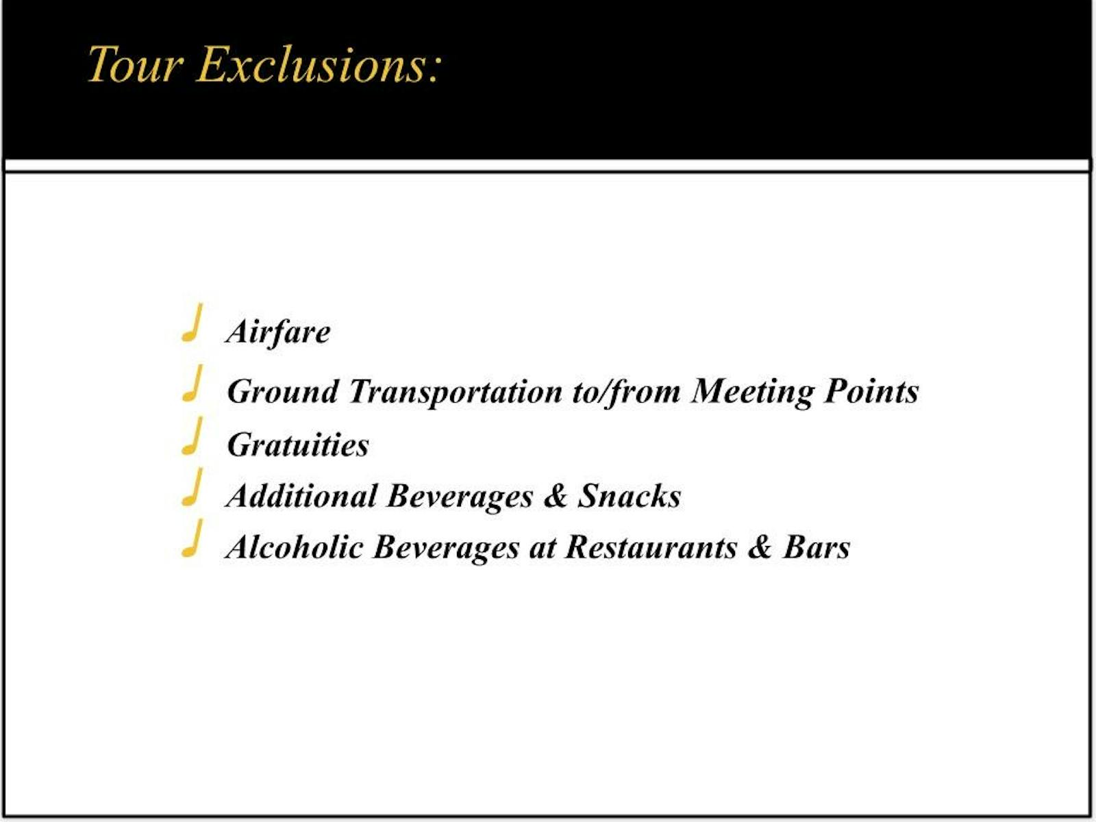 Rockin’ Time Tours exclusions